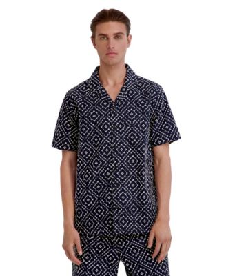 KARL LAGERFELD PARIS Men's Embroidered Diamond Button-Down Shirt