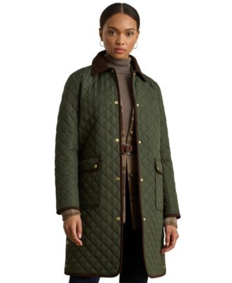 Женское пальто Lauren Ralph Lauren Petite Barn Quilted с отделкой из вельвета
