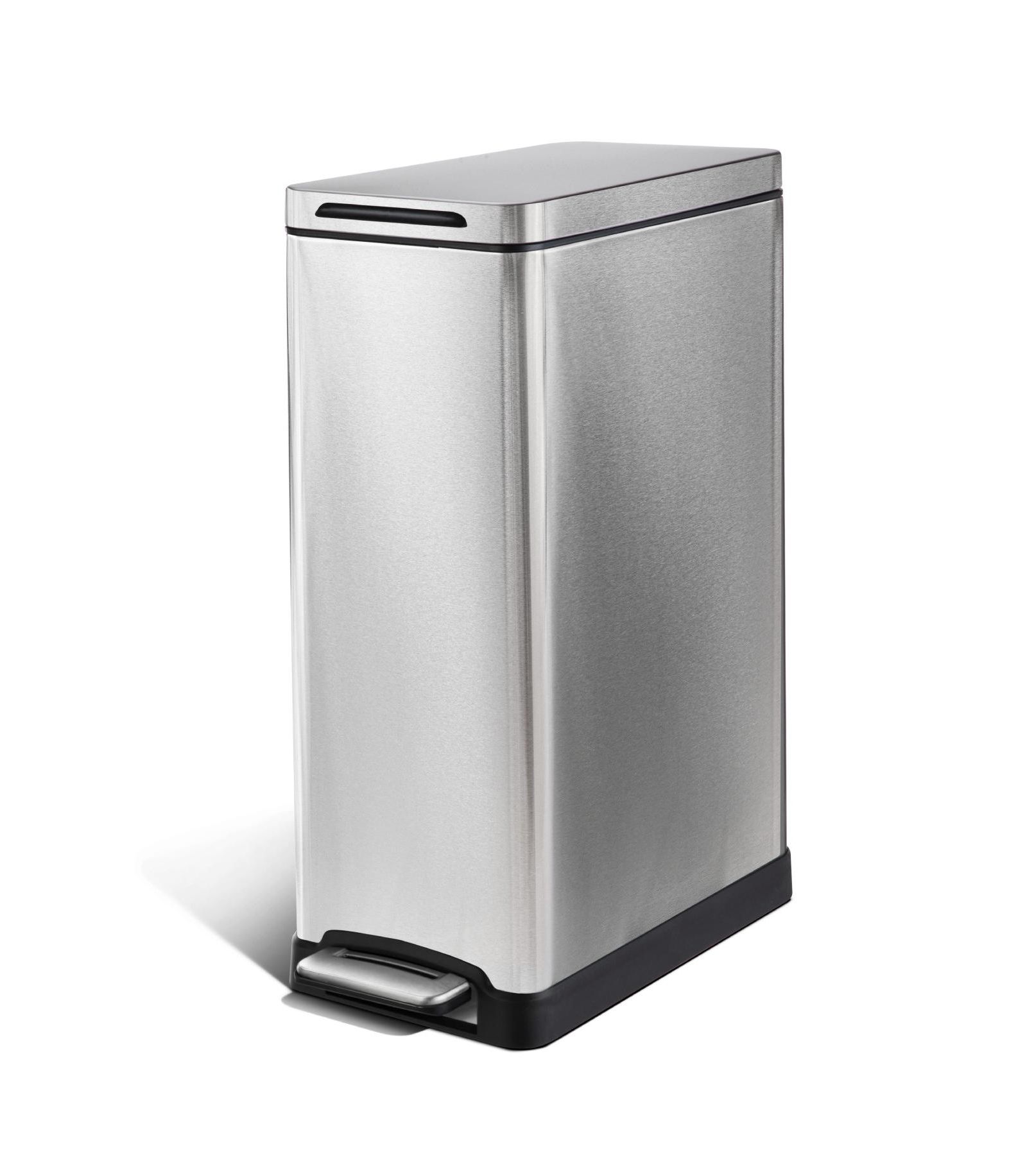 Home Zone Living 11 Gallon Kitchen Trash Can with Soft-Close Lid and Slim Stainless Steel Design