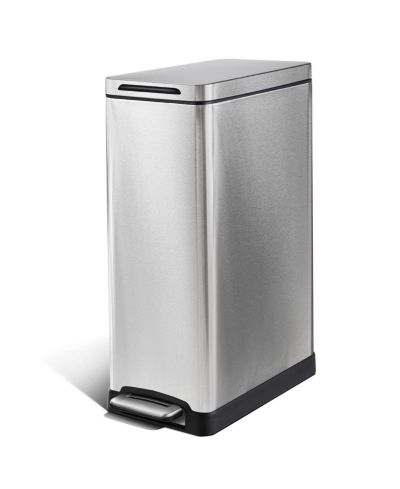 Мусорное ведро Home Zone Living 11 Gallon с мягким закрытием и дизайном Slim Stainless Steel