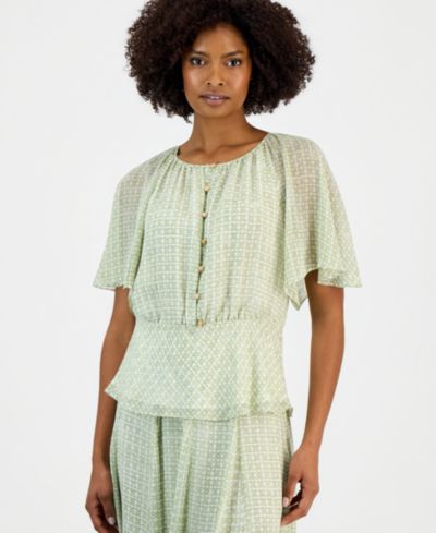 Женский топ Vince Camuto Flutter-Sleeve Peplum-Hem