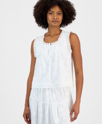 Vince Camuto Women's Lace-Trim Cropped Sleeveless Top