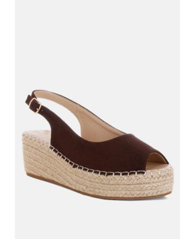 London Rag Women's Georna Peep Toe Espadrille Wedges