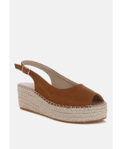 London Rag Women's Georna Peep Toe Espadrille Wedges