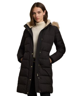 Lauren Ralph Lauren Petite Faux-Fur Hooded Puffer Coat, Created for Macy's