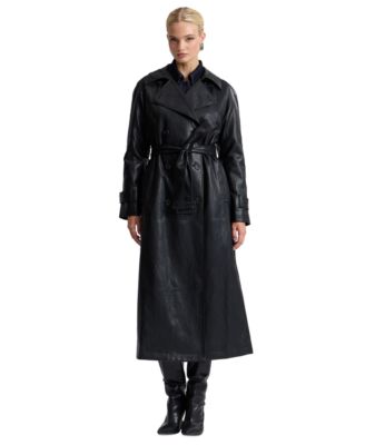 Женский тренч Avec Les Filles Faux-Leather Belted Raglan-Sleeve