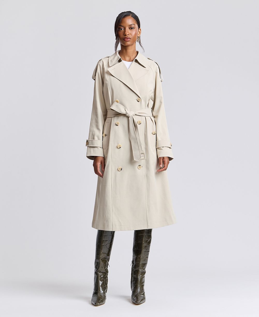 Avec Les Filles Women's Belted Double-Breasted Cocoon Trench Coat