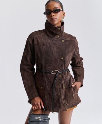 Avec Les Filles Women's Belted Suede Jacket