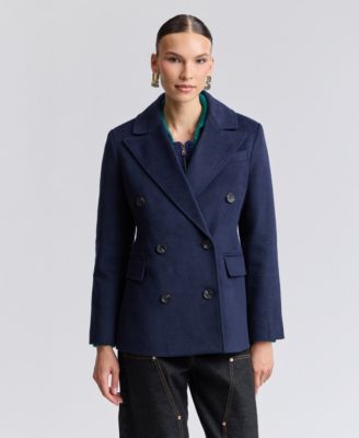 Avec Les Filles Women's Double-Breasted Plaid Blazer
