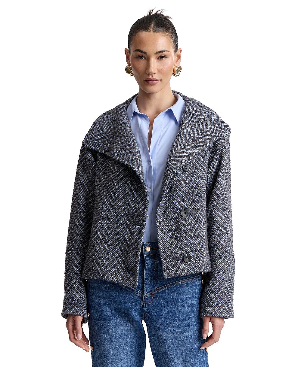 Avec Les Filles Women's Short Funnel Neck Wool Coat