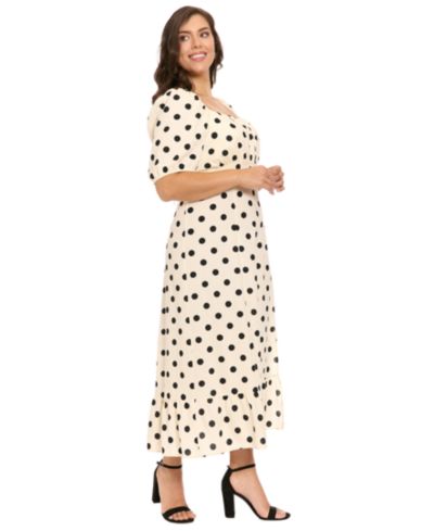 Платье миди London Times Plus Size Short-Sleeve Square Neck