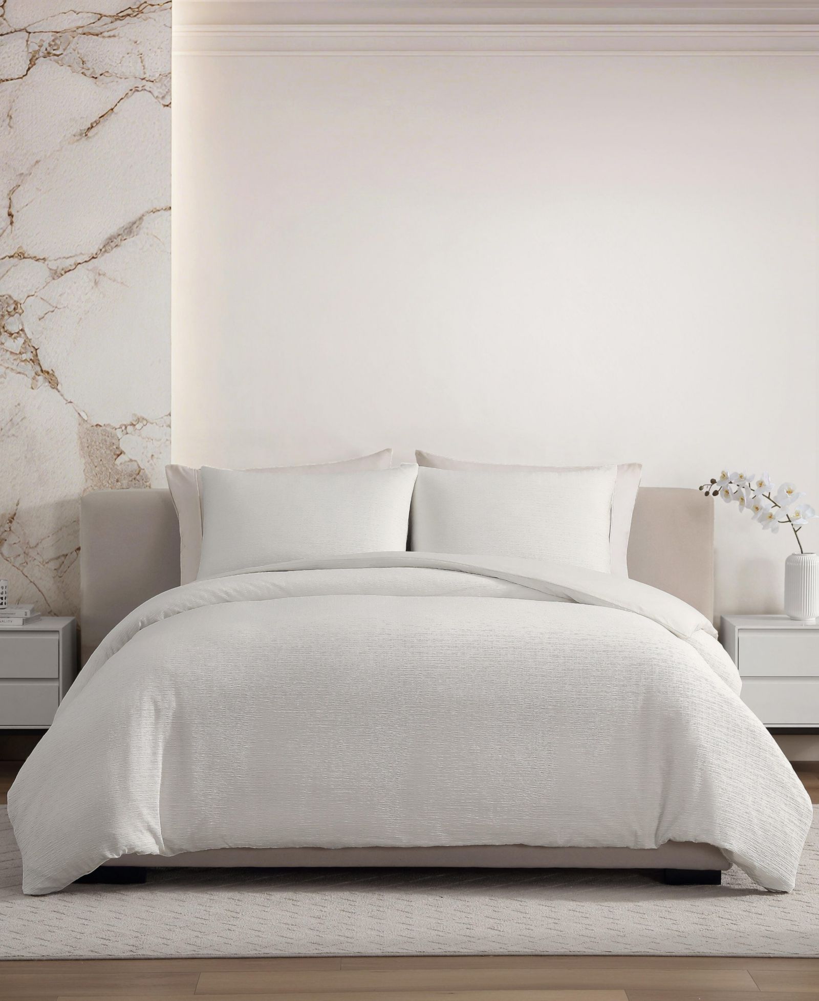 Vera Wang Crinkle Seersucker Solid 3-Pc. Duvet Cover Set, Queen
