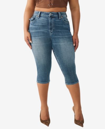 True Religion Plus Size Jennie узкие брюки-капри с завышенной талией
