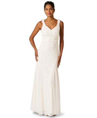 Длинное платье Adrianna Papell Women's Sleeveless Beaded Godet