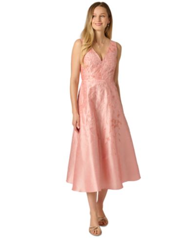 Adrianna Papell Women's Floral Embroidered A-Line Midi Dress