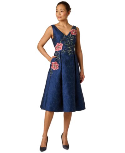 Платье Adrianna Papell с вышивкой Jacquard и бисером, крой Fit And Flare