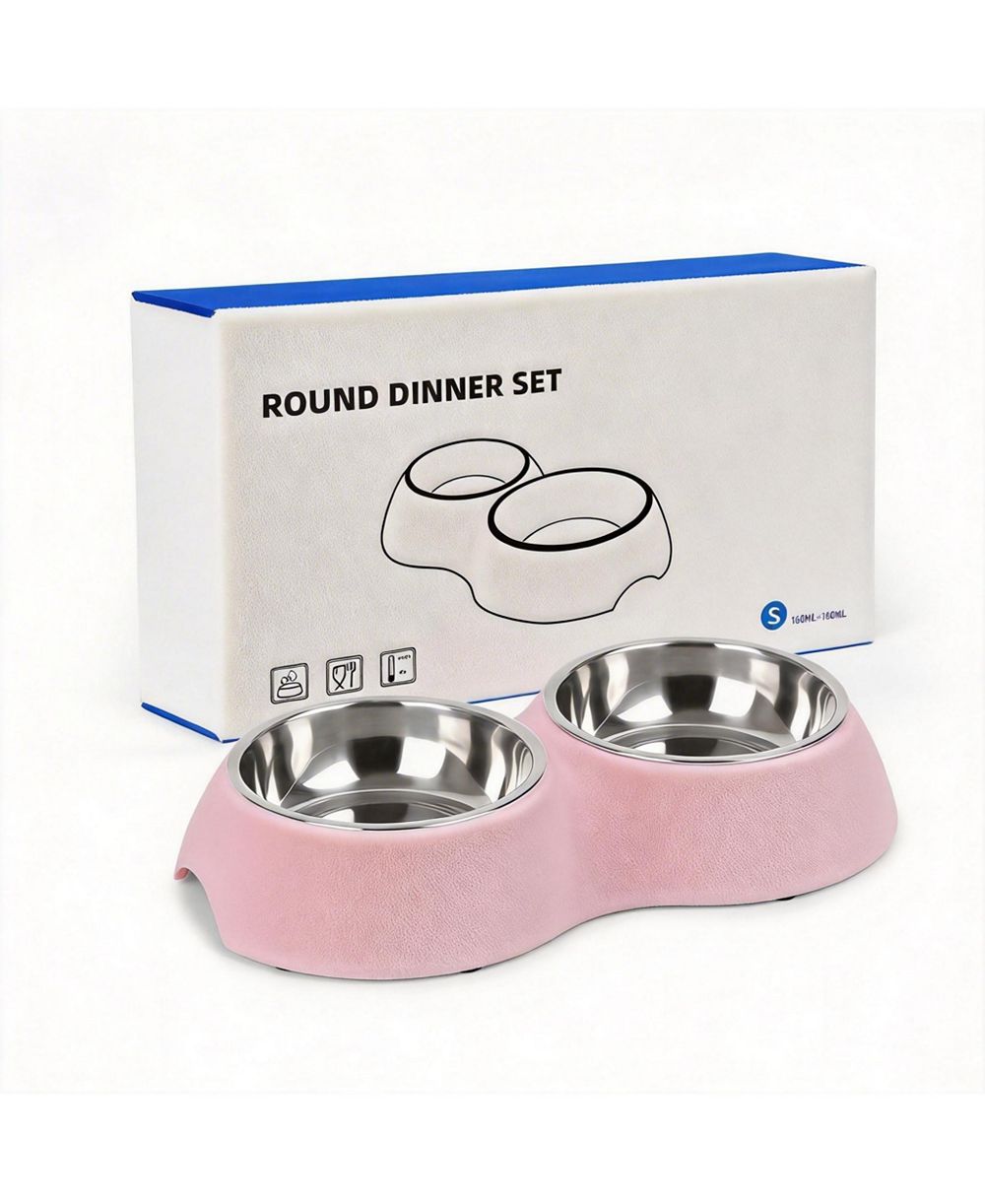 ARONKL Stainless Steel Pet Feeder Set 2 Non-Slip Bowls Elevated Stand Food Water for Kittens