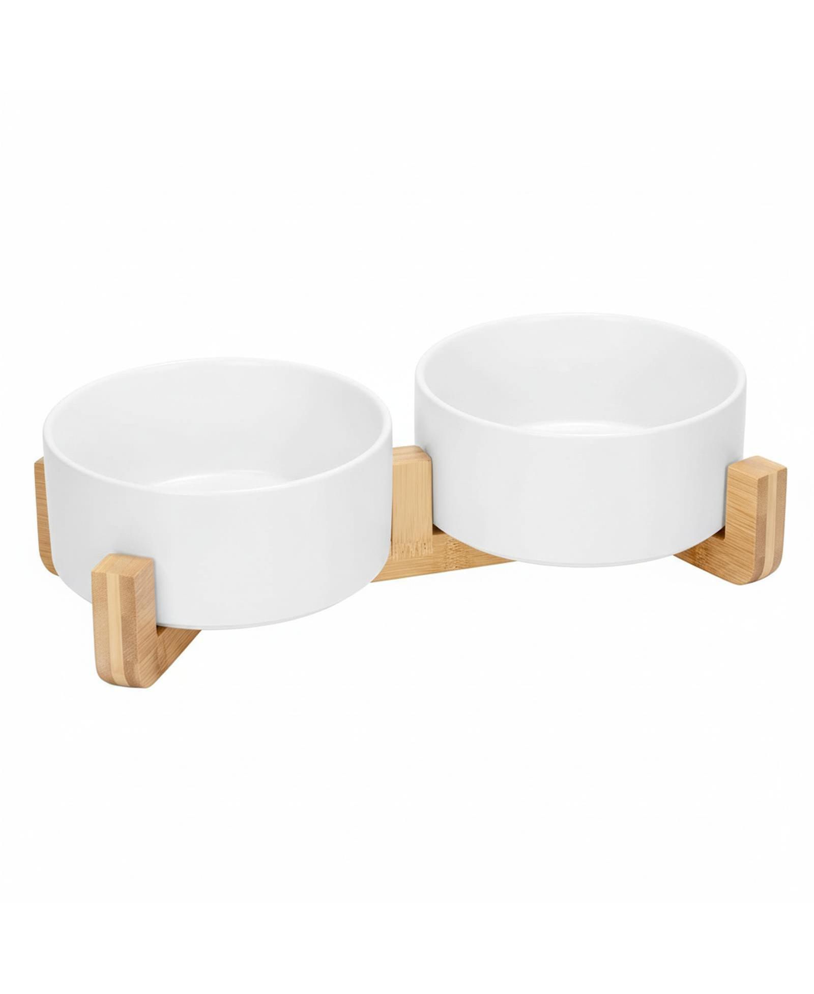 Набор мисок ARONKL Ceramic для собак и кошек с деревянной подставкой Modern Weighted