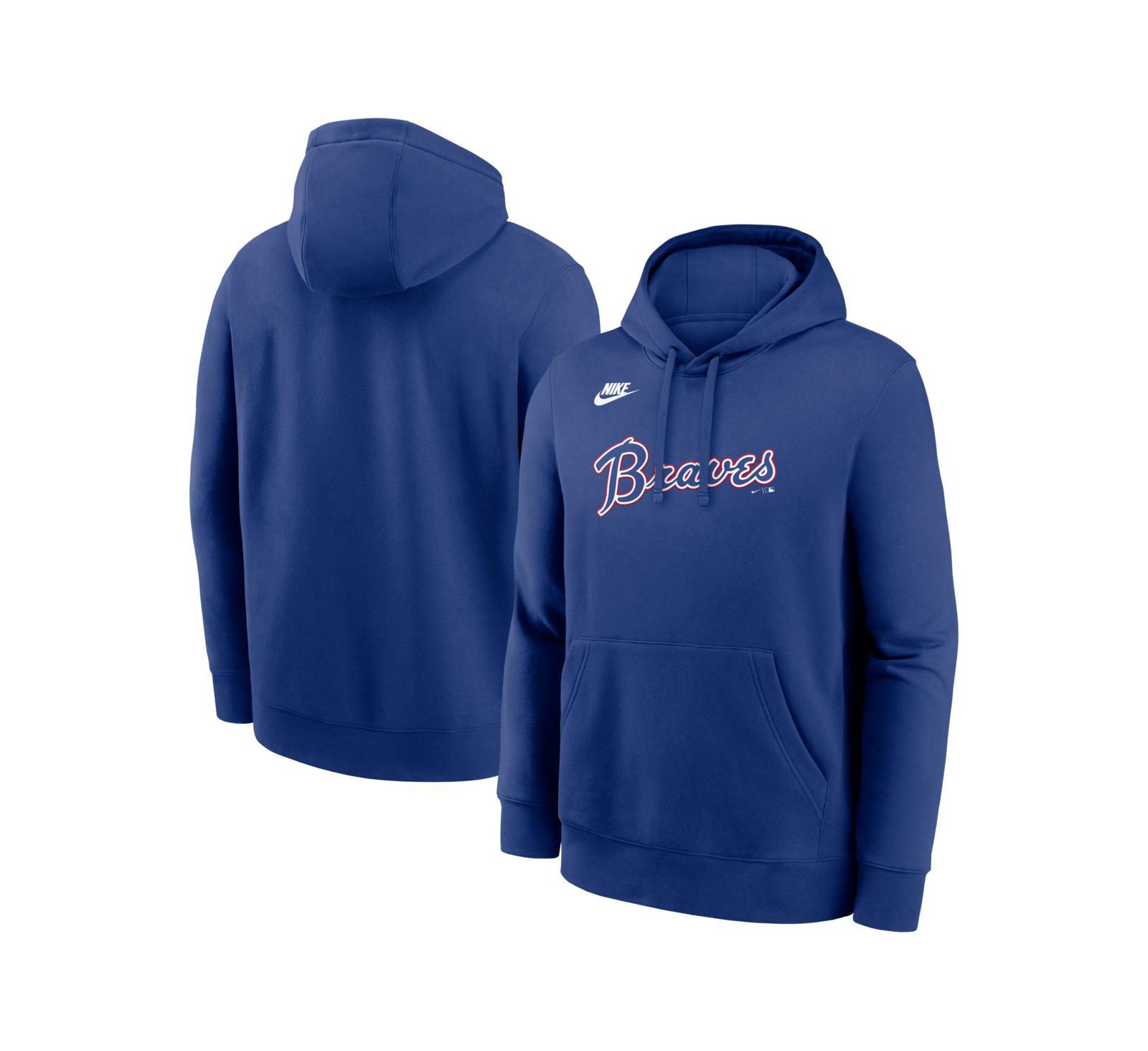 Nike Мужское худи Atlanta Braves Cooperstown Collection Wordmark Club, синий королевский