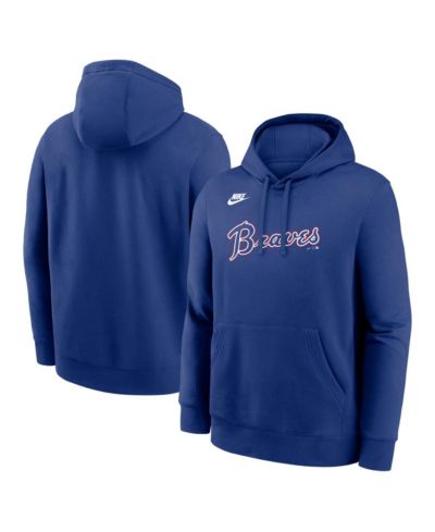 Nike Мужское худи Atlanta Braves Cooperstown Collection Wordmark Club, синий королевский