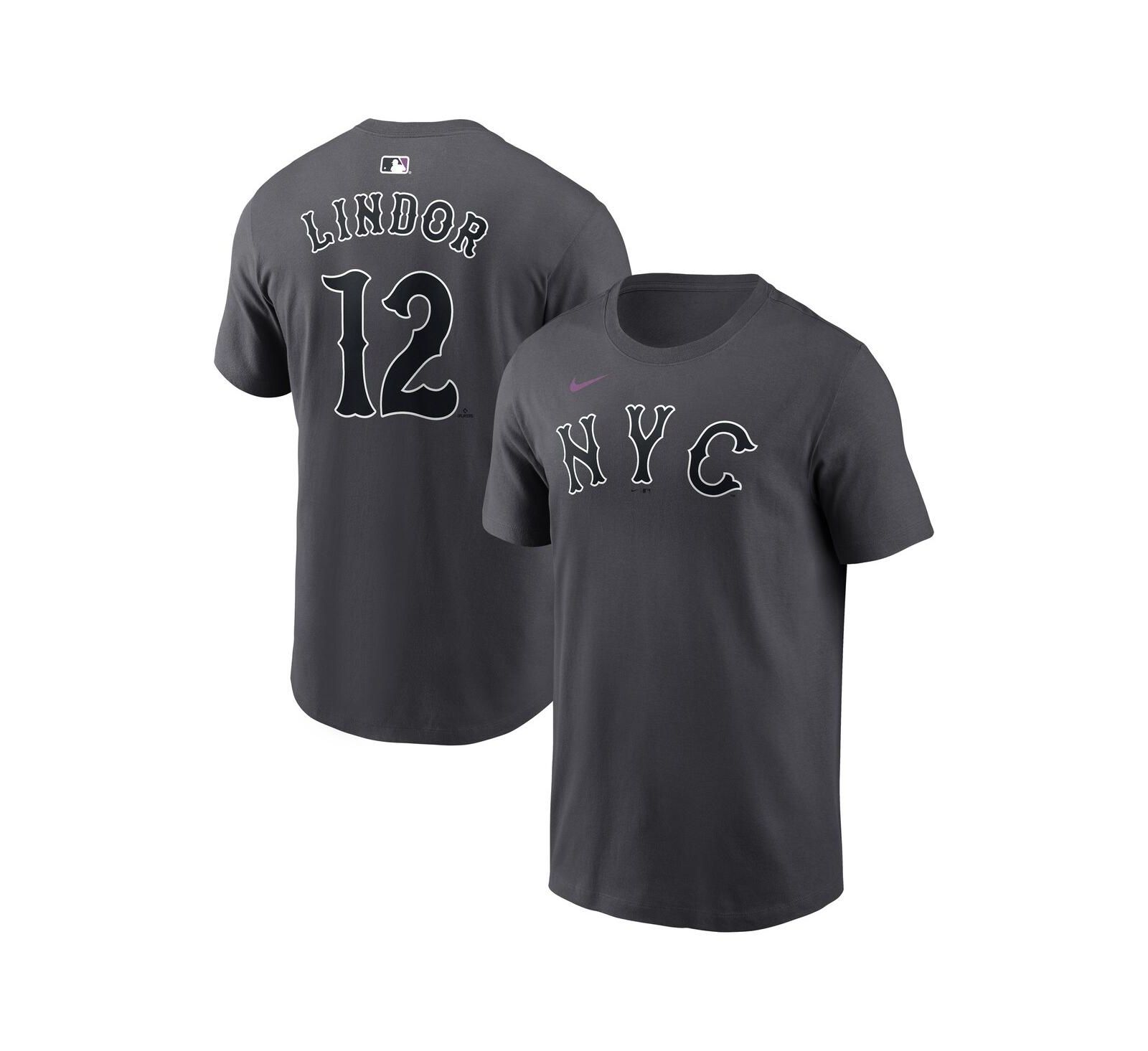 Футболка Nike Men's Francisco Lindor Anthracite New York Mets City Connect