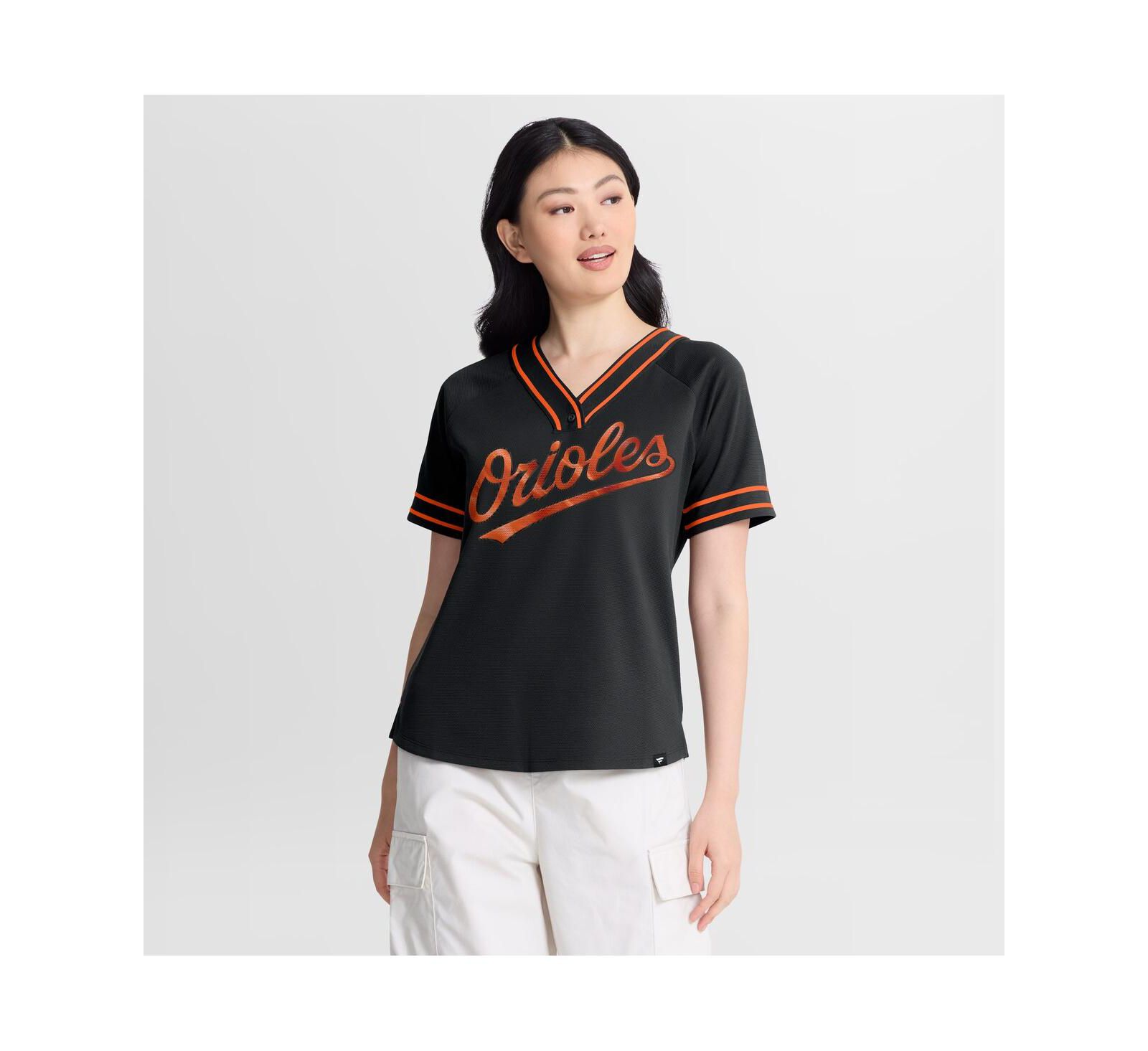 Женская футболка Fanatics Black Baltimore Orioles Diva Race Ahead Raglan V-Neck