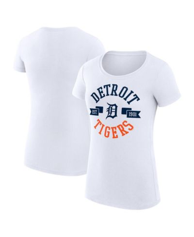 G-III 4Her by Carl Banks Women's White Detroit Tigers Super-Slim Fit Lightweight City Graphic T-Shirt