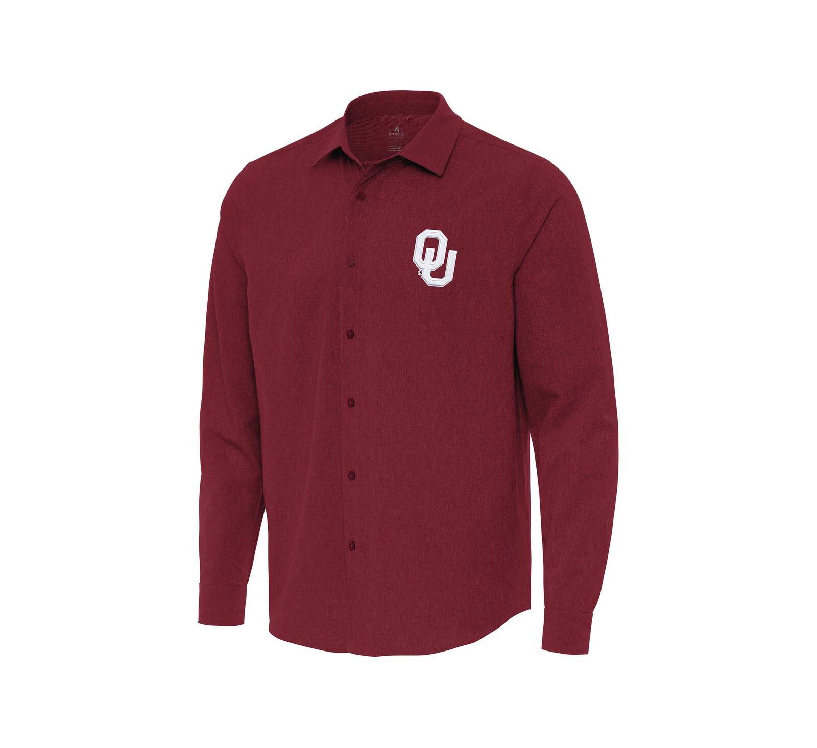 Мужская рубашка Antigua Cardinal Oklahoma Sooners Exposure Woven Long Sleeve Button-Up