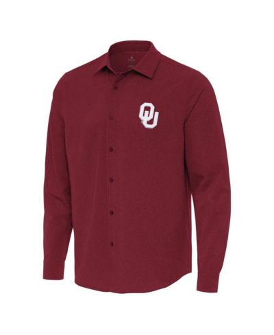 Мужская рубашка Antigua Cardinal Oklahoma Sooners Exposure Woven Long Sleeve Button-Up