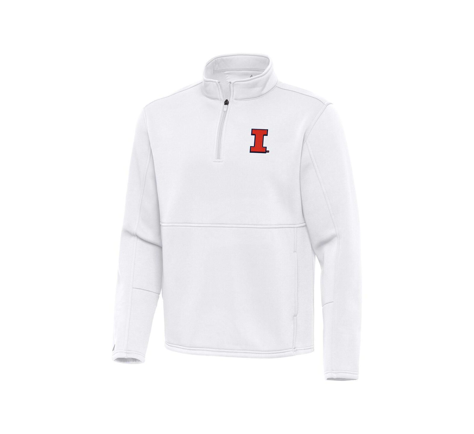 Antigua Men's White Illinois Fighting Illini Twist Quarter-Zip Pullover Jacket