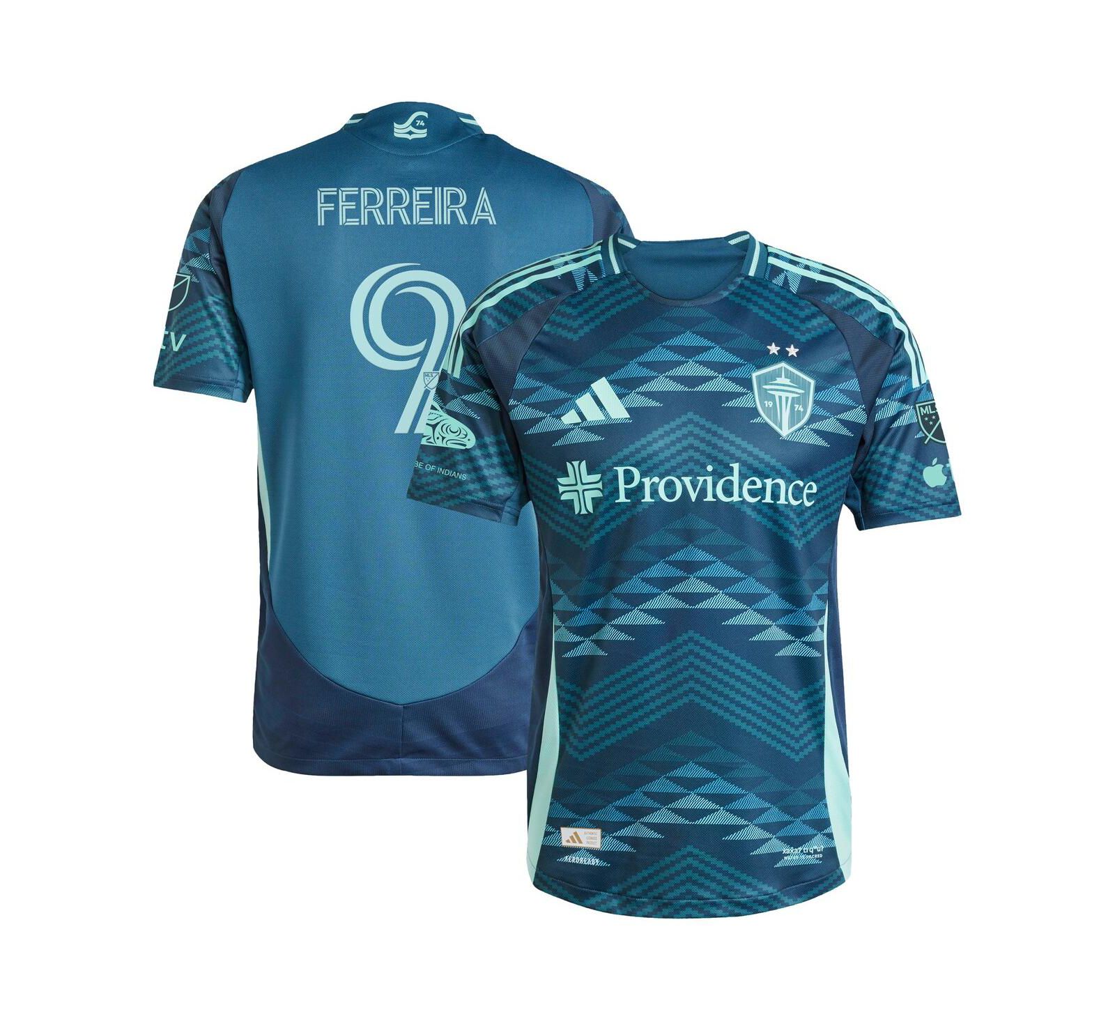 adidas Мужская Jesus Ferreira Blue Seattle Sounders FC 2025 The Salish Sea Kit Authentic Player Jersey