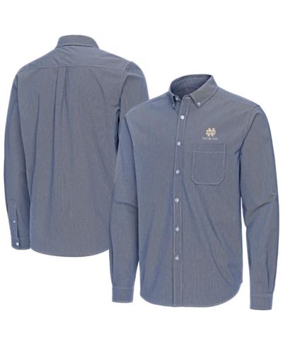 Antigua Мужская рубашка с длинным рукавом Notre Dame Fighting Irish Porter Woven Tri-Blend Navy