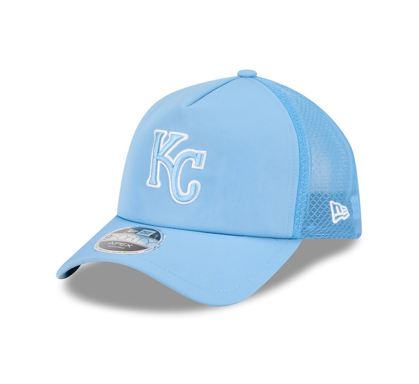New Era Men's Light Blue Kansas City Royals 2026 Batting Practice Apex 9FORTY Adjustable Trucker Hat