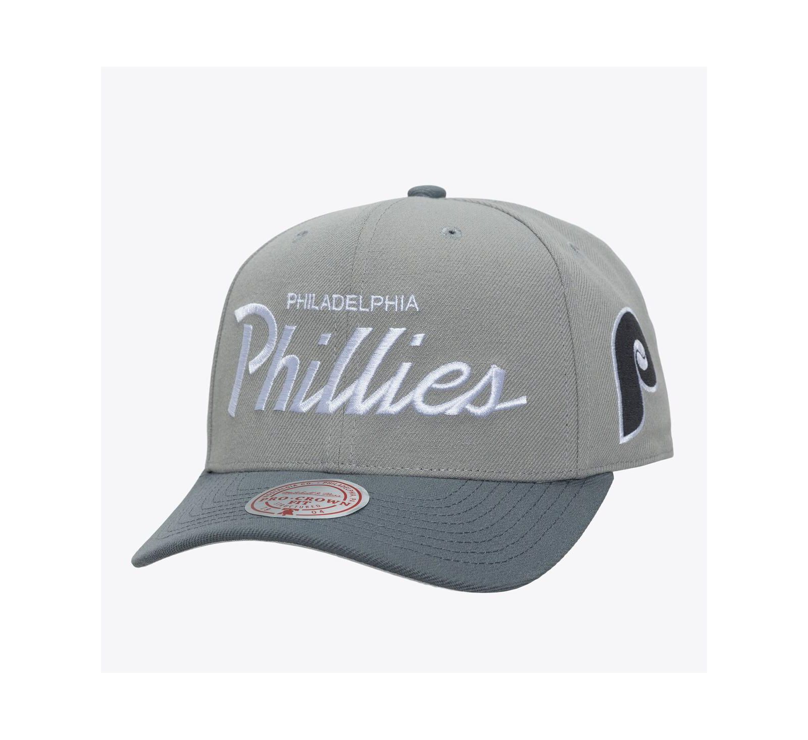 Мужская регулируемая кепка Mitchell & Ness Gray Philadelphia Phillies Cooperstown Thunderstorm Head Coach Pro-Crown