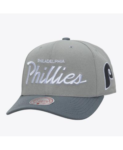 Мужская регулируемая кепка Mitchell & Ness Gray Philadelphia Phillies Cooperstown Thunderstorm Head Coach Pro-Crown
