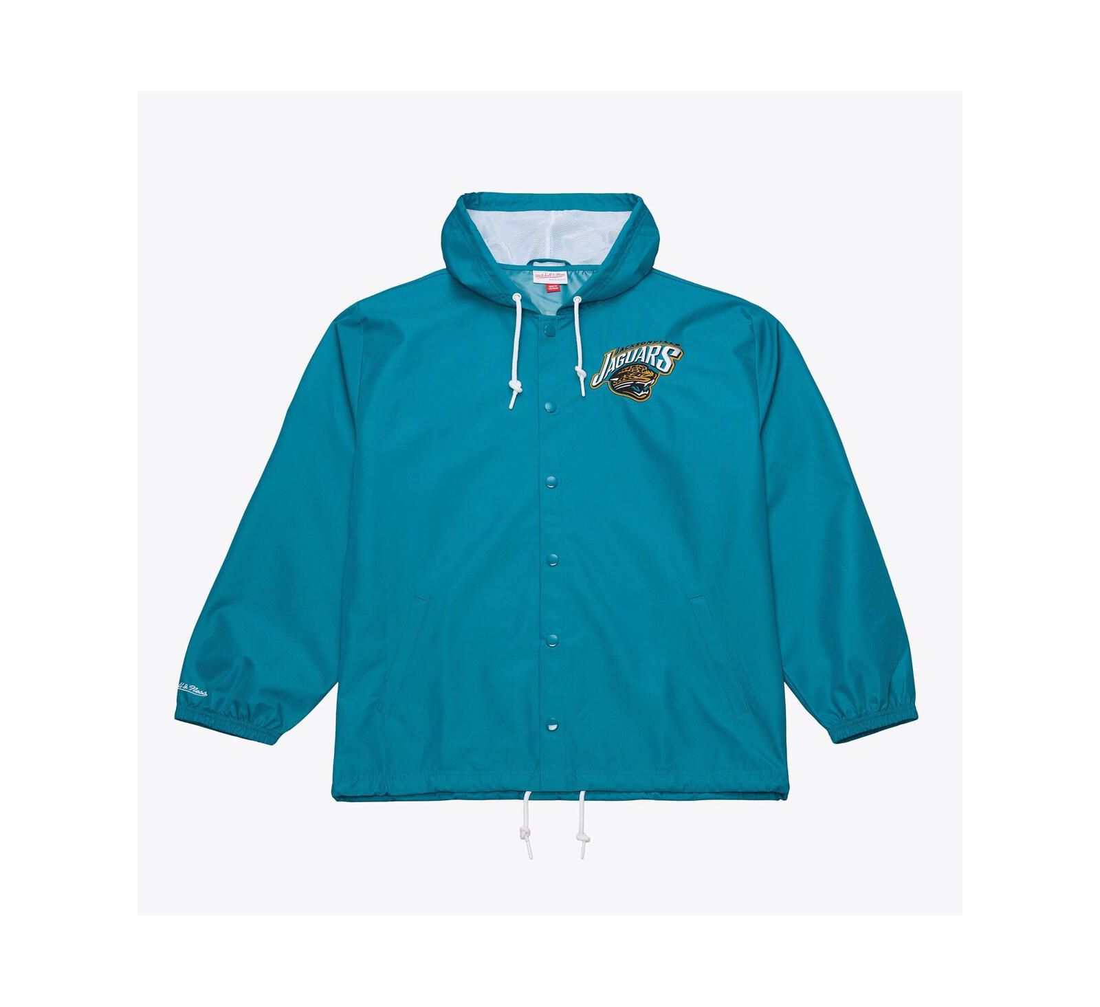 Mitchell & Ness Men's Teal Jacksonville Jaguars Coaches Full-Snap Hooded Windbreaker Jacket