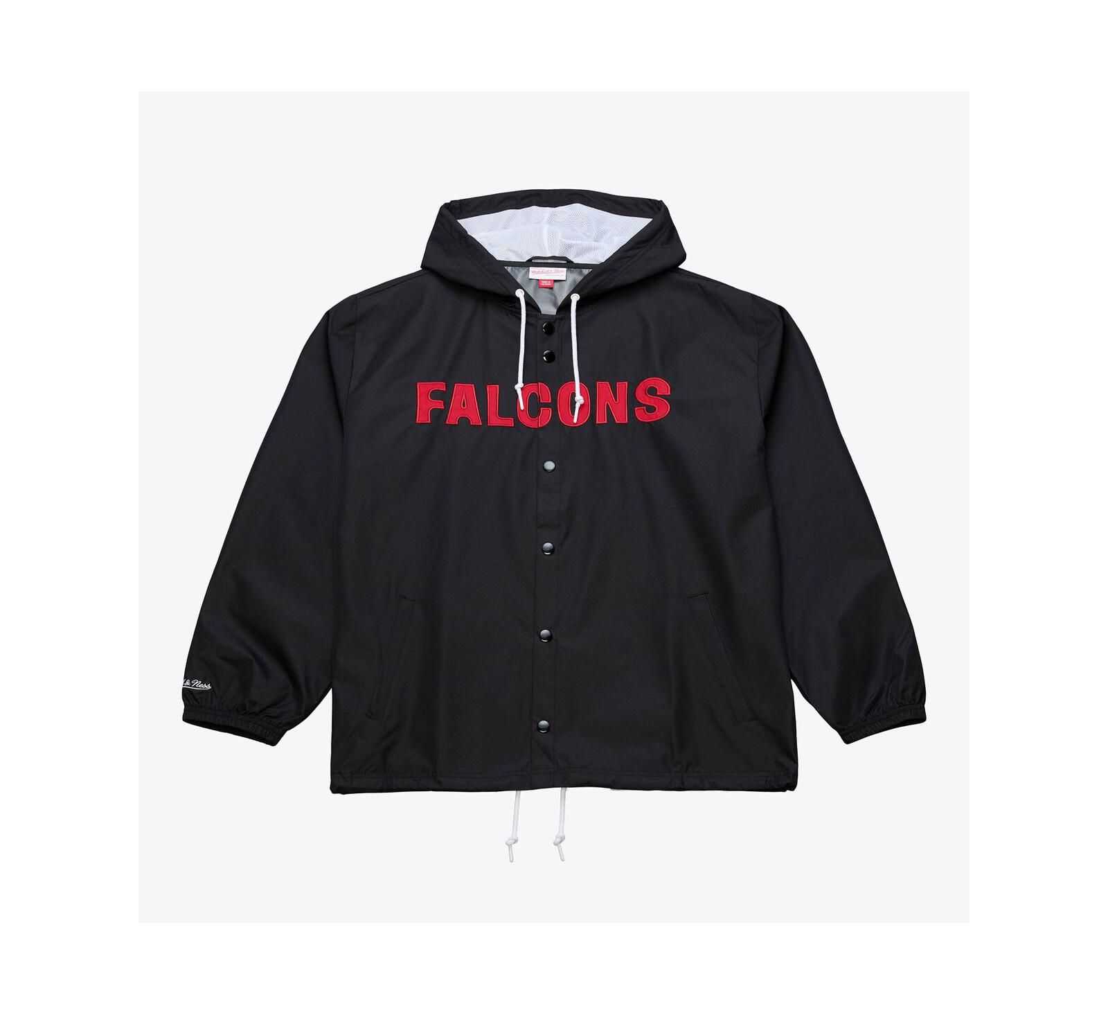 Mitchell & Ness Men's Black Atlanta Falcons Coaches Full-Snap Hooded Windbreaker Jacket