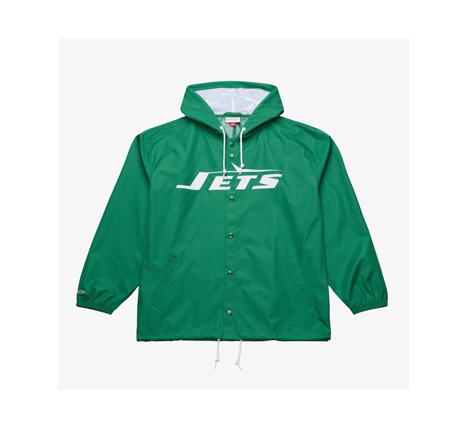 Mitchell & Ness Men's Green New York Jets Coaches Full-Snap Hooded Windbreaker Jacket