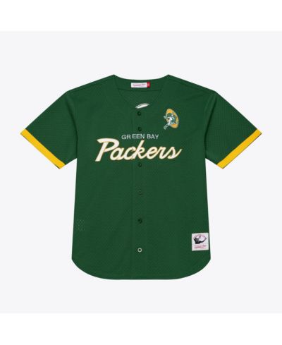 Мужская сетчатая спортивная джерси Mitchell & Ness Green Bay Packers Green Head Coach Full-Button Fashion