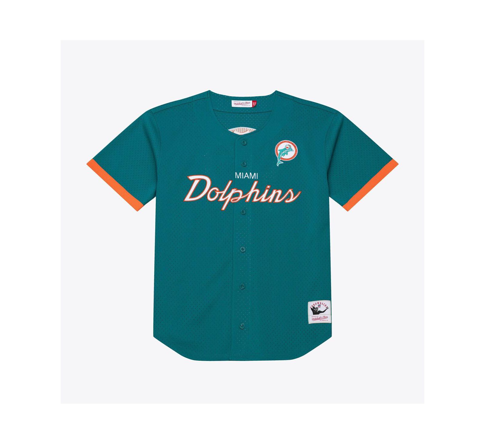 Мужская сетчатая джерси Mitchell & Ness Aqua Miami Dolphins Head Coach Full-Button Fashion