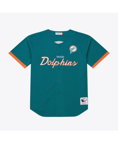 Мужская сетчатая джерси Mitchell & Ness Aqua Miami Dolphins Head Coach Full-Button Fashion