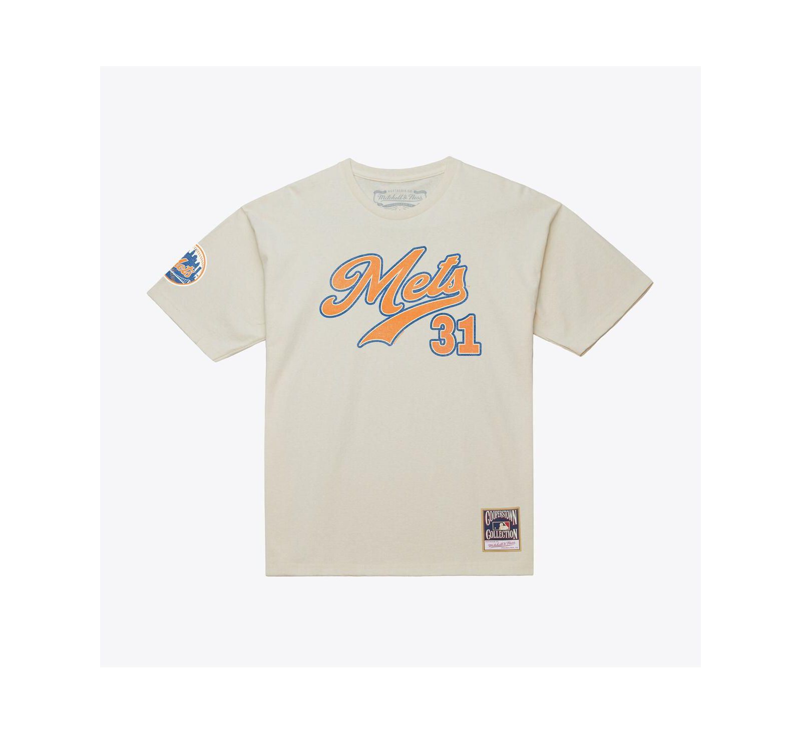 Мужская футболка Mitchell & Ness Mike Piazza Cream New York Mets Cooperstown Collection Throwback