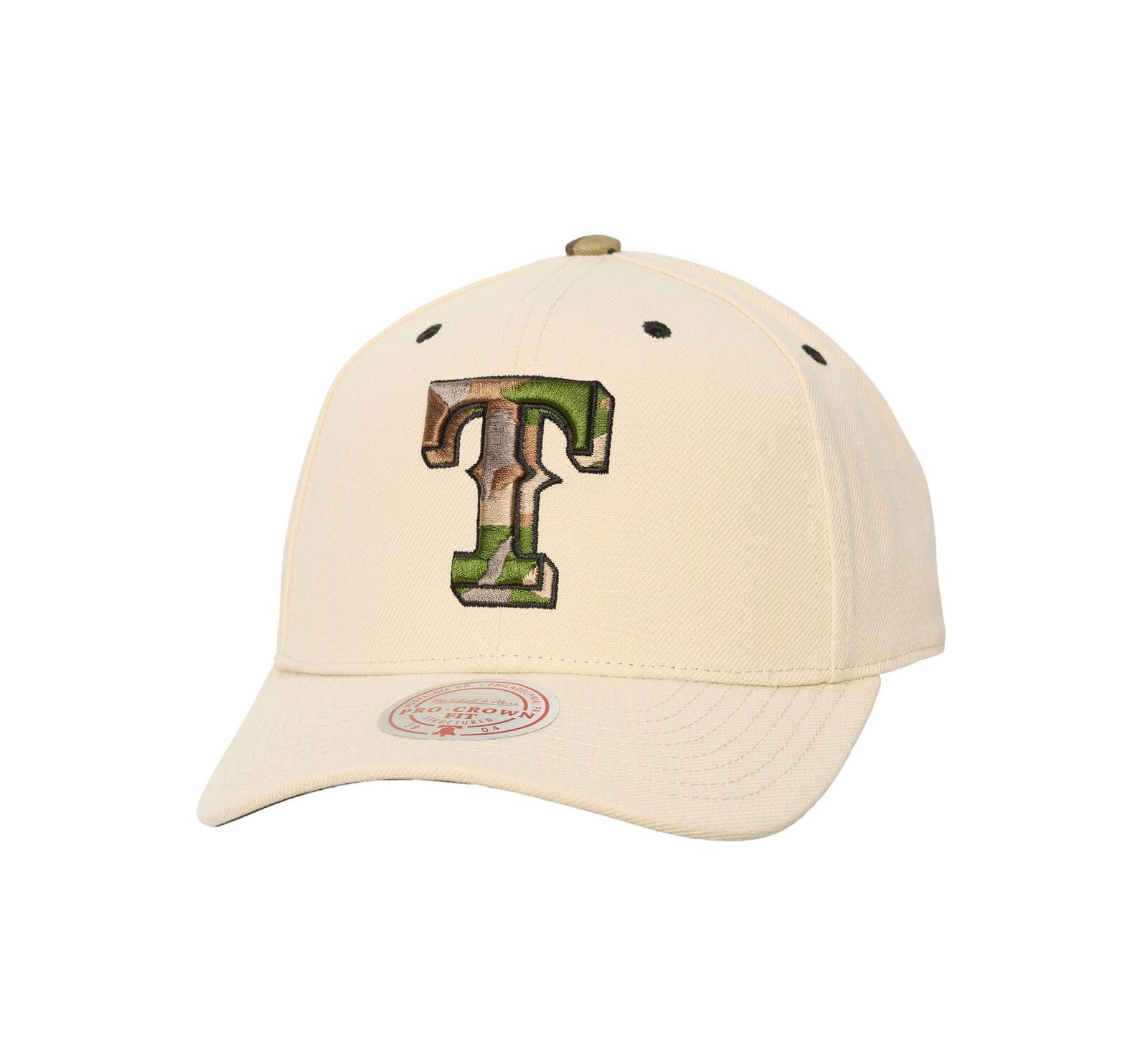 Mitchell & Ness Мужская и Женская кепка snapback Cream Texas Rangers Camo Logo Pro Crown