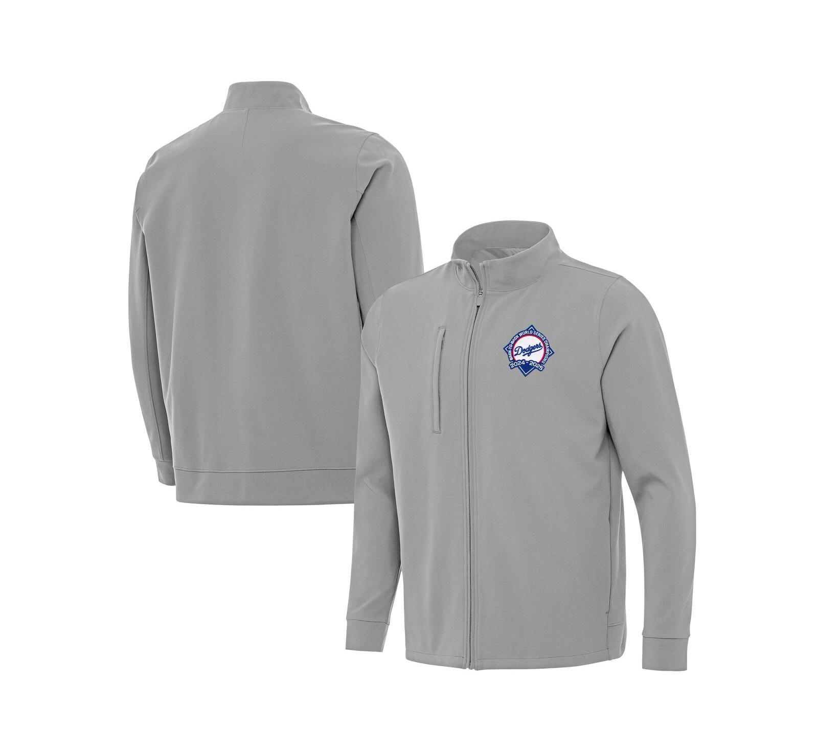Antigua Men's Gray Los Angeles Dodgers Back-to-Back World Series Champions Regard Full-Zip Jacket