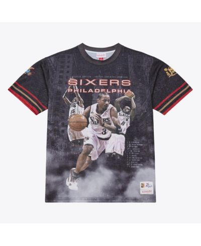 Mitchell & Ness Men's Black Philadelphia 76ers Hardwood Classics Originals Collection 2000-2001 Team Roster T-Shirt