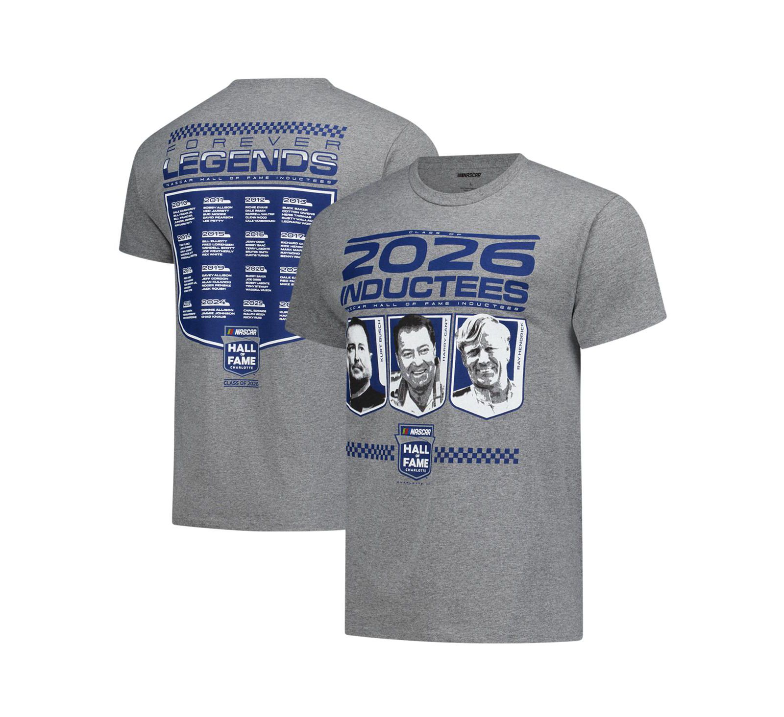Checkered Flag Sports Men's Heather Charcoal NASCAR 2-Spot 2026 Hall of Fame Class T-Shirt