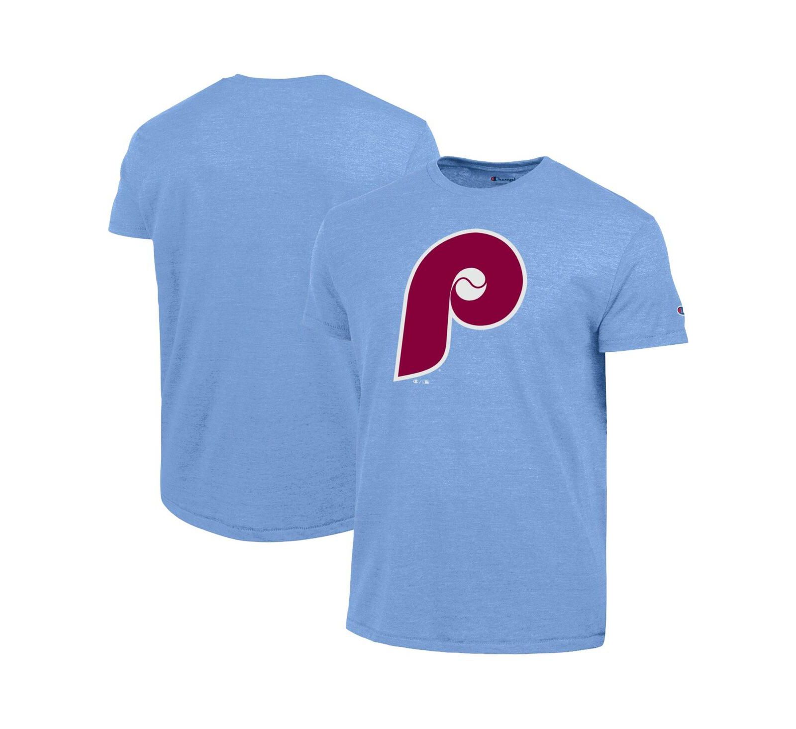 Champion Men's Light Blue Philadelphia Phillies Cooperstown Logo Tri-Blend T-Shirt