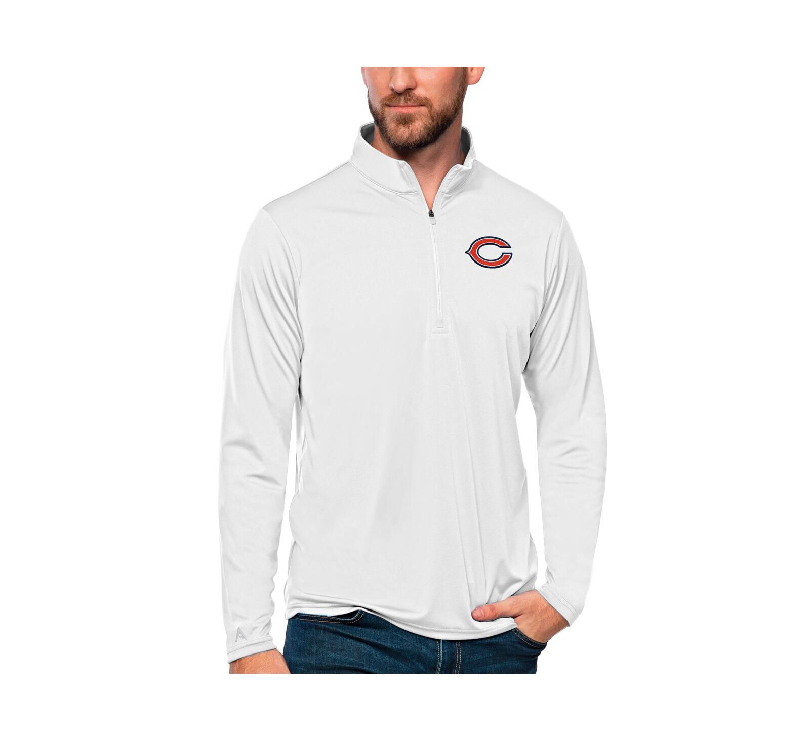 Antigua Мужской джемпер Antigua White Chicago Bears Tribute Quarter-Zip Lightweight Pullover