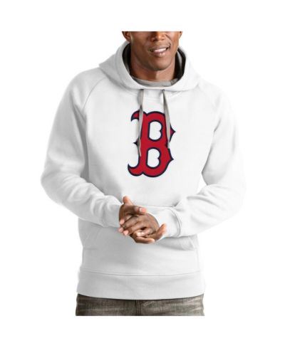 Antigua Men's White Boston Red Sox Victory Pullover Team Logo Hoodie