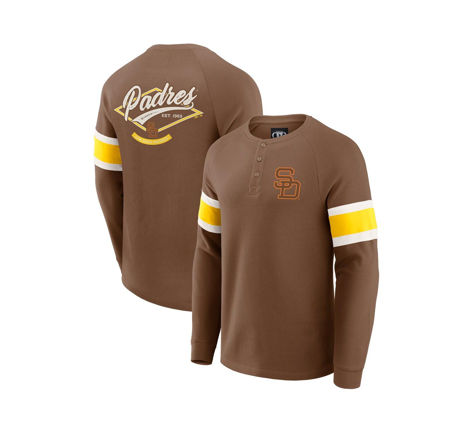 Мужская футболка Darius Rucker Collection by Fanatics San Diego Padres Waffle-Knit Raglan Henley, коричневая